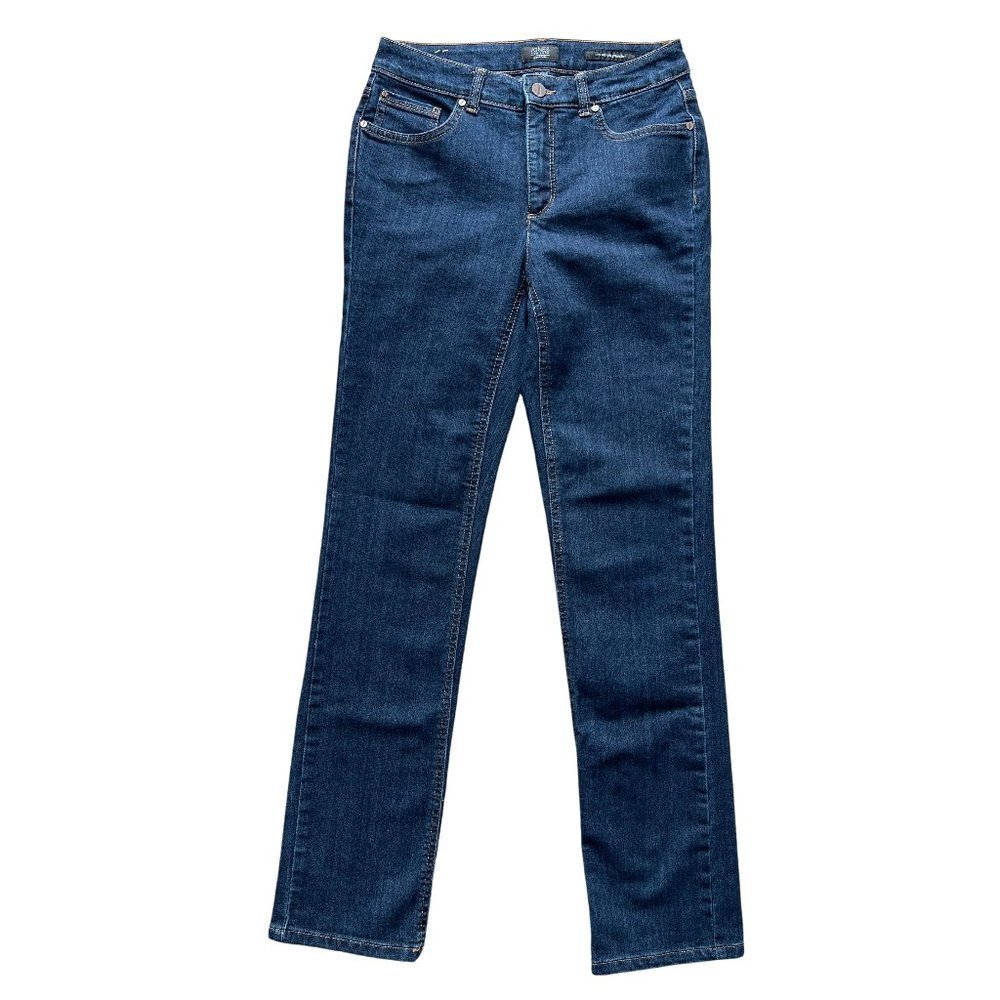 Jones New York Women's Blue Cotton Lexington Straight Classic Stretch Size 4
